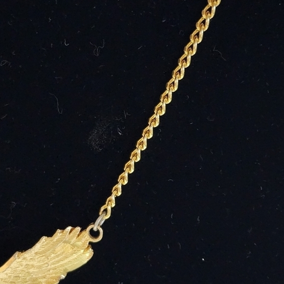 Vintage Mans Large Goldtone 3D Eagle Hawk pendant Necklace 20" - Picture 9 of 9